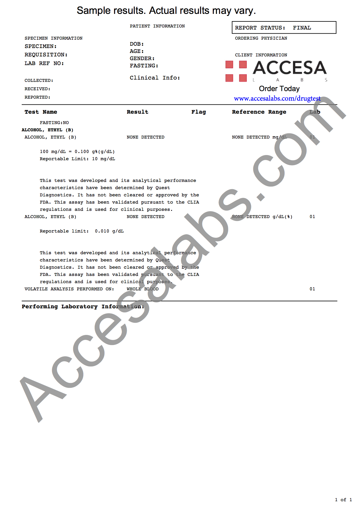 Alcohol Blood Test Ethyl Alcohol Blood Level Accesa Labs